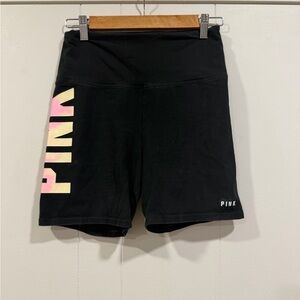 PINK Victoria's Secret Black Bike Shorts with Gradient Logo